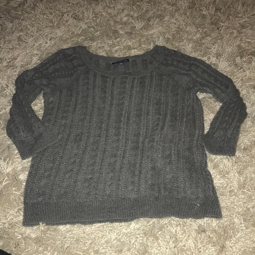 American Eagle Grey Boatneck Sweater Size Small
